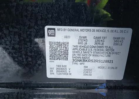 2024 Chevrolet Blazer Awd Rs из США, поврежденный, VIN 3GNKBKRS2RS128921